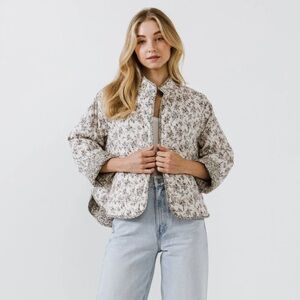 English Factory Floral Contrast Quilted Jacket